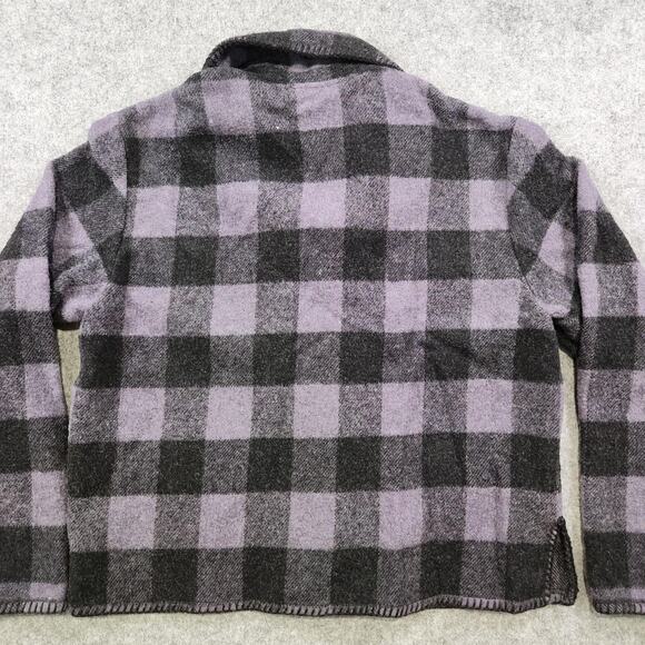 LD Burke Santa Fe Jacket Womens Medium Purple Black Buffalo Plaid Wool Blend USA - Picture 11 of 12
